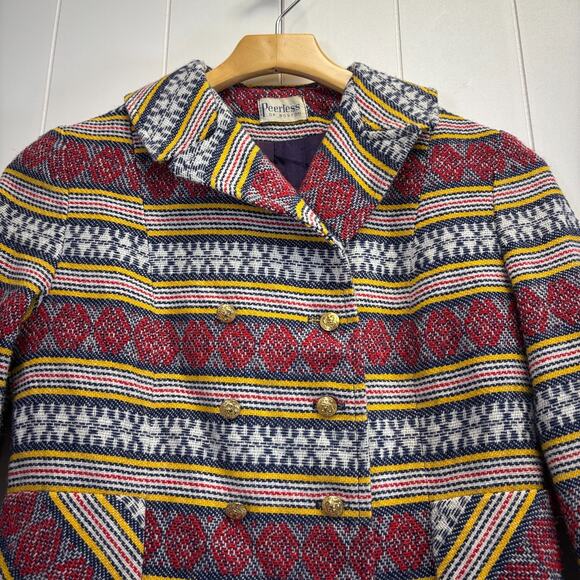 VTG Peerless of Boston Women Academia Tweed Wool Blend Peacoat Size 8 Hipster - Picture 9 of 9